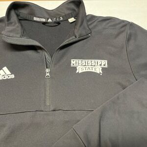 Adidas Mississippi State Bulldogs 1/4 Quarter Zip Pullover Mens L Black